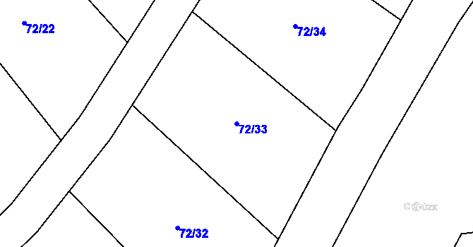 Parcela st. 72/33 v KÚ Skočova Lhota, Katastrální mapa