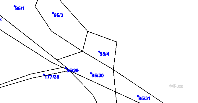 Parcela st. 95/4 v KÚ Skočova Lhota, Katastrální mapa