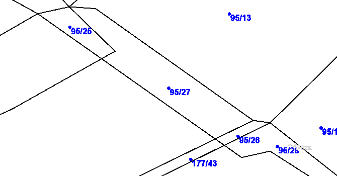 Parcela st. 95/27 v KÚ Skočova Lhota, Katastrální mapa