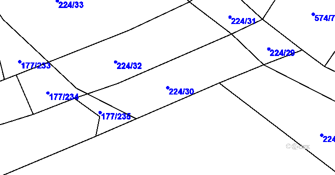 Parcela st. 224/30 v KÚ Skočova Lhota, Katastrální mapa