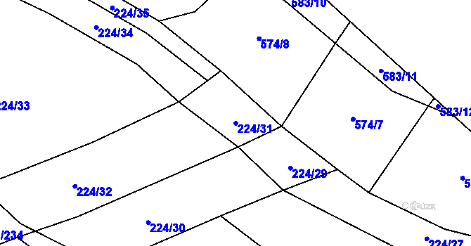 Parcela st. 224/31 v KÚ Skočova Lhota, Katastrální mapa
