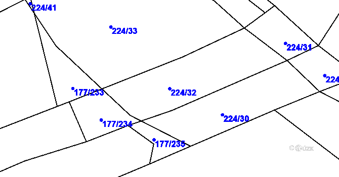 Parcela st. 224/32 v KÚ Skočova Lhota, Katastrální mapa