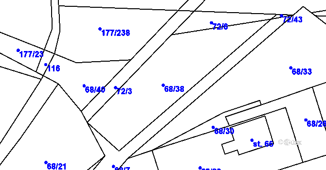 Parcela st. 68/38 v KÚ Skočova Lhota, Katastrální mapa