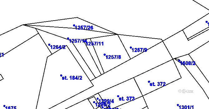 Parcela st. 1257/8 v KÚ Sněhov, Katastrální mapa