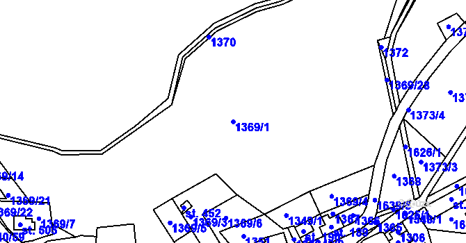Parcela st. 1369/1 v KÚ Sněhov, Katastrální mapa
