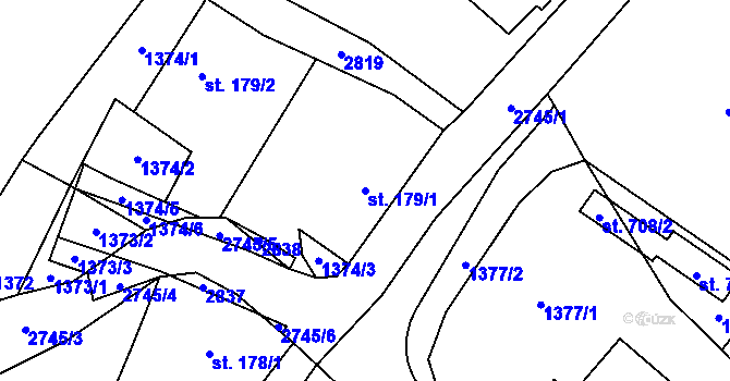Parcela st. 179/1 v KÚ Vranové I, Katastrální mapa