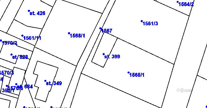Parcela st. 399 v KÚ Vranové I, Katastrální mapa