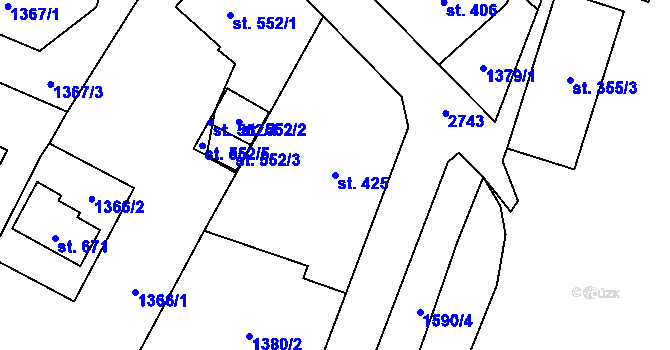 Parcela st. 425 v KÚ Vranové I, Katastrální mapa