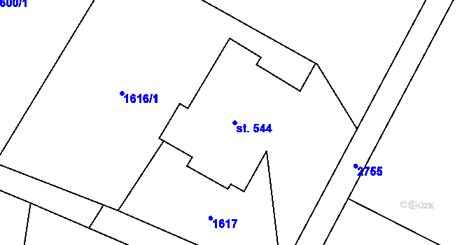 Parcela st. 544 v KÚ Vranové I, Katastrální mapa