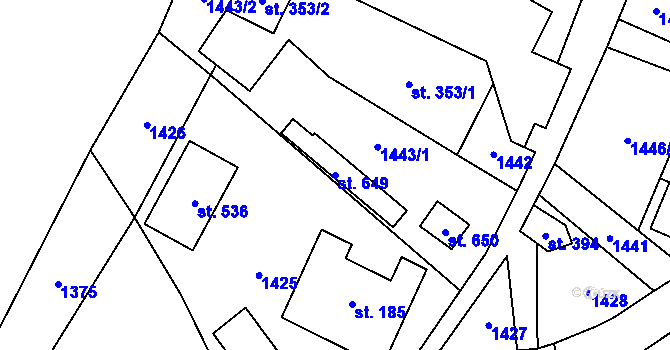 Parcela st. 649 v KÚ Vranové I, Katastrální mapa