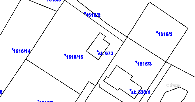 Parcela st. 673 v KÚ Vranové I, Katastrální mapa