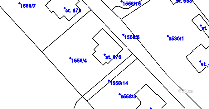 Parcela st. 676 v KÚ Vranové I, Katastrální mapa