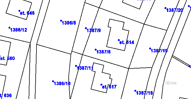 Parcela st. 1387/8 v KÚ Vranové I, Katastrální mapa