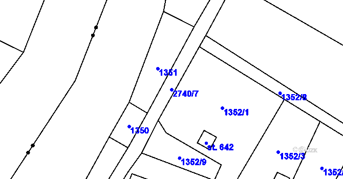 Parcela st. 2740/7 v KÚ Vranové I, Katastrální mapa