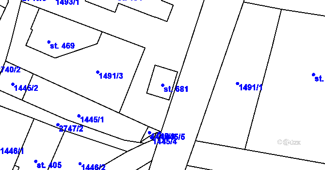 Parcela st. 681 v KÚ Vranové I, Katastrální mapa