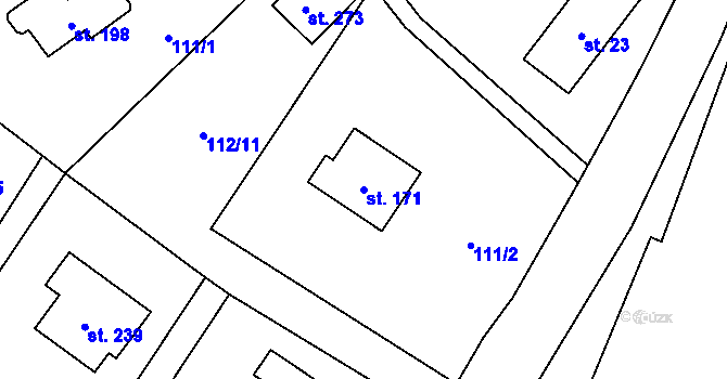 Parcela st. 171 v KÚ Vranové II, Katastrální mapa