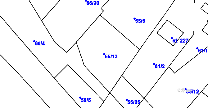 Parcela st. 55/13 v KÚ Vranové II, Katastrální mapa