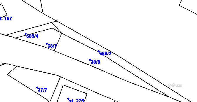 Parcela st. 689/2 v KÚ Vranové II, Katastrální mapa