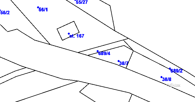 Parcela st. 689/4 v KÚ Vranové II, Katastrální mapa
