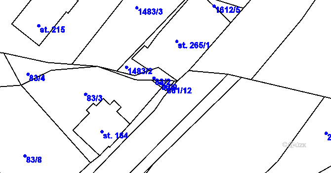 Parcela st. 661/12 v KÚ Vranové II, Katastrální mapa