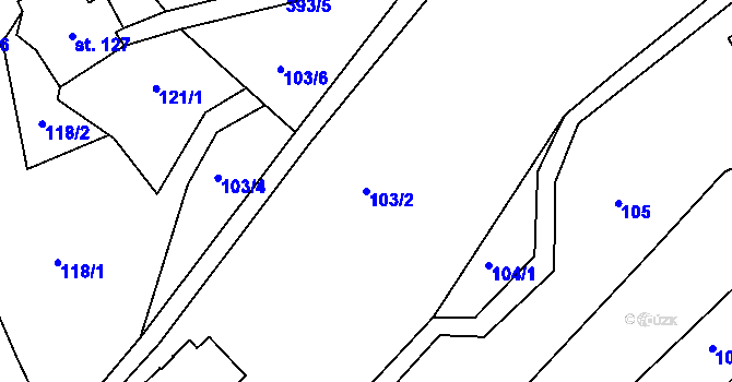 Parcela st. 103/2 v KÚ Dolní Malá Úpa, Katastrální mapa