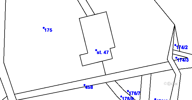 Parcela st. 47 v KÚ Horní Malá Úpa, Katastrální mapa