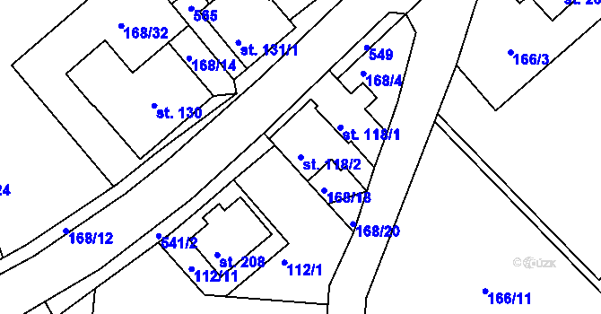 Parcela st. 118/2 v KÚ Horní Malá Úpa, Katastrální mapa
