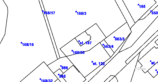 Parcela st. 187 v KÚ Horní Malá Úpa, Katastrální mapa