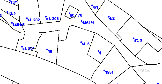 Parcela st. 6 v KÚ Malá Veleň, Katastrální mapa