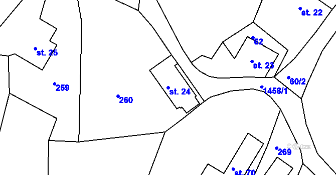 Parcela st. 24 v KÚ Malá Veleň, Katastrální mapa