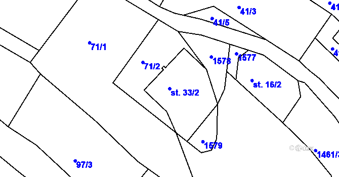 Parcela st. 33/2 v KÚ Malá Veleň, Katastrální mapa