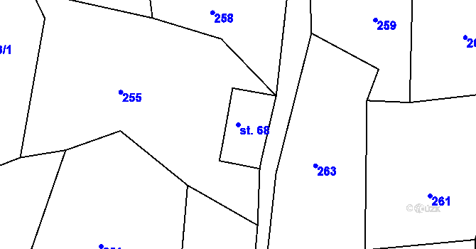 Parcela st. 68 v KÚ Malá Veleň, Katastrální mapa