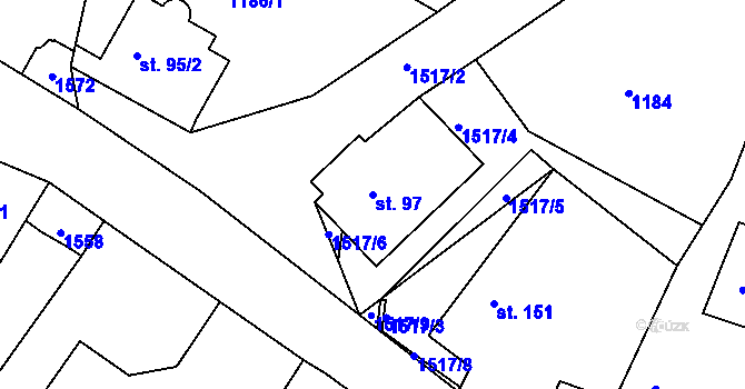 Parcela st. 97 v KÚ Malá Veleň, Katastrální mapa