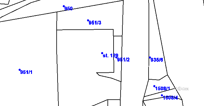 Parcela st. 129 v KÚ Malá Veleň, Katastrální mapa