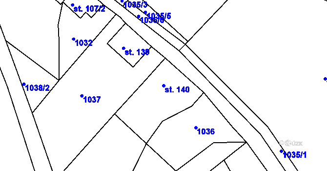 Parcela st. 140 v KÚ Malá Veleň, Katastrální mapa
