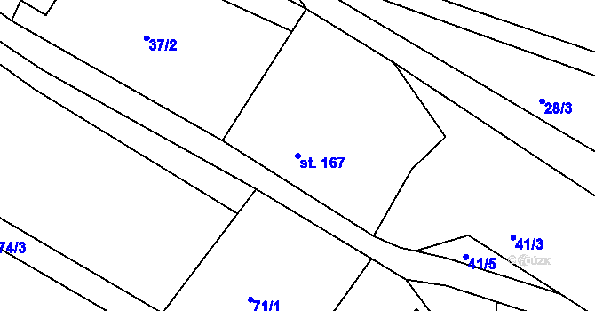 Parcela st. 167 v KÚ Malá Veleň, Katastrální mapa