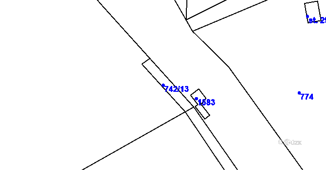 Parcela st. 742/13 v KÚ Malá Veleň, Katastrální mapa