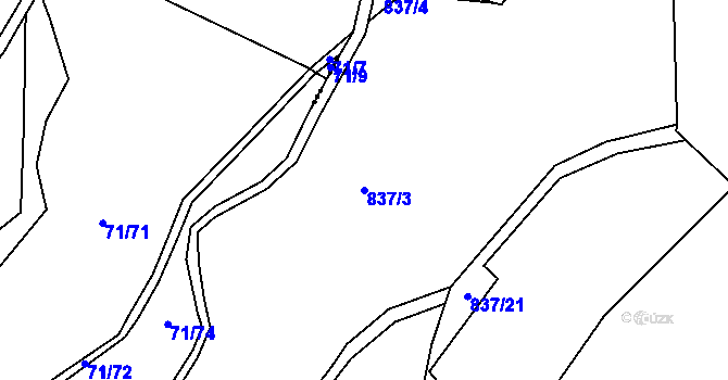Parcela st. 837/3 v KÚ Malá Veleň, Katastrální mapa