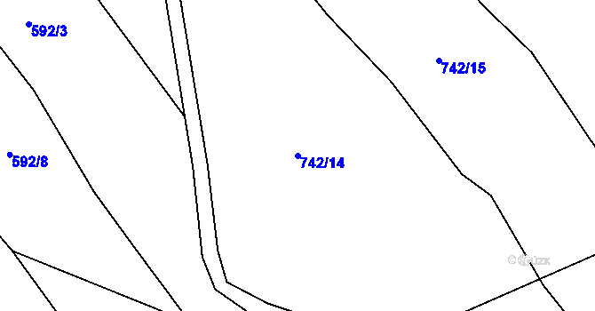 Parcela st. 742/14 v KÚ Malá Veleň, Katastrální mapa