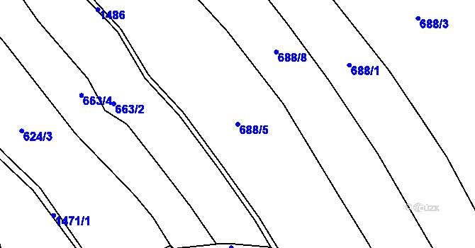 Parcela st. 688/5 v KÚ Malá Veleň, Katastrální mapa