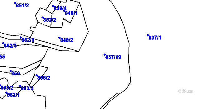 Parcela st. 837/19 v KÚ Malá Veleň, Katastrální mapa