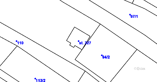 Parcela st. 327 v KÚ Malá Veleň, Katastrální mapa