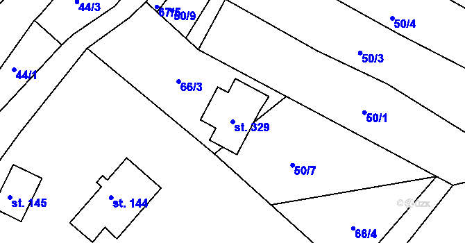 Parcela st. 329 v KÚ Malá Veleň, Katastrální mapa
