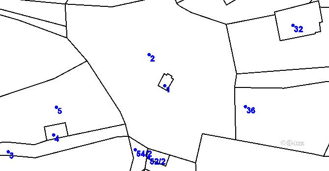 Parcela st. 1 v KÚ Malá Víska, Katastrální mapa