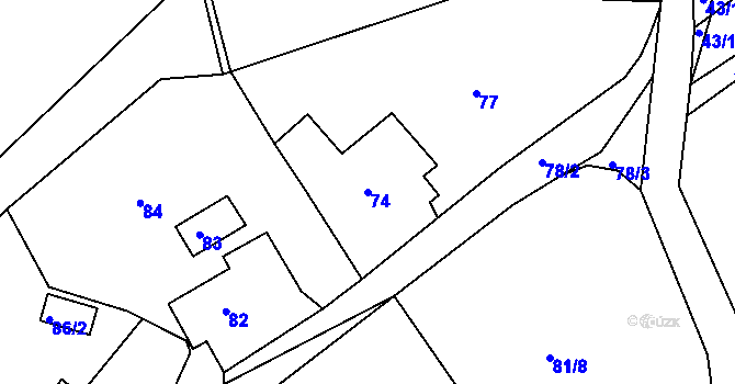 Parcela st. 74 v KÚ Malá Víska, Katastrální mapa