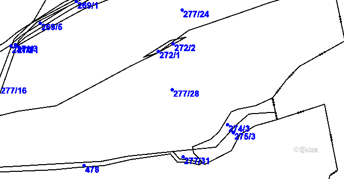 Parcela st. 277/28 v KÚ Malá Víska, Katastrální mapa