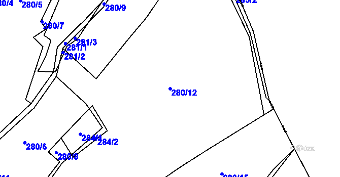 Parcela st. 280/12 v KÚ Malá Víska, Katastrální mapa