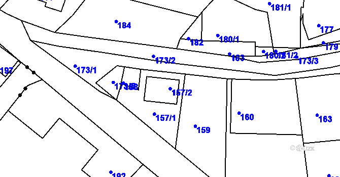 Parcela st. 157/2 v KÚ Malá Víska, Katastrální mapa