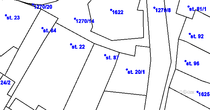 Parcela st. 87 v KÚ Malá Vrbka, Katastrální mapa