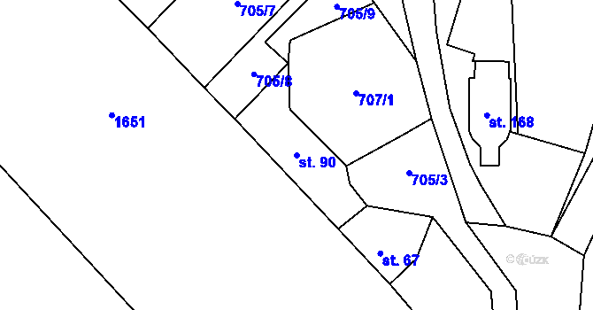 Parcela st. 90 v KÚ Malá Vrbka, Katastrální mapa
